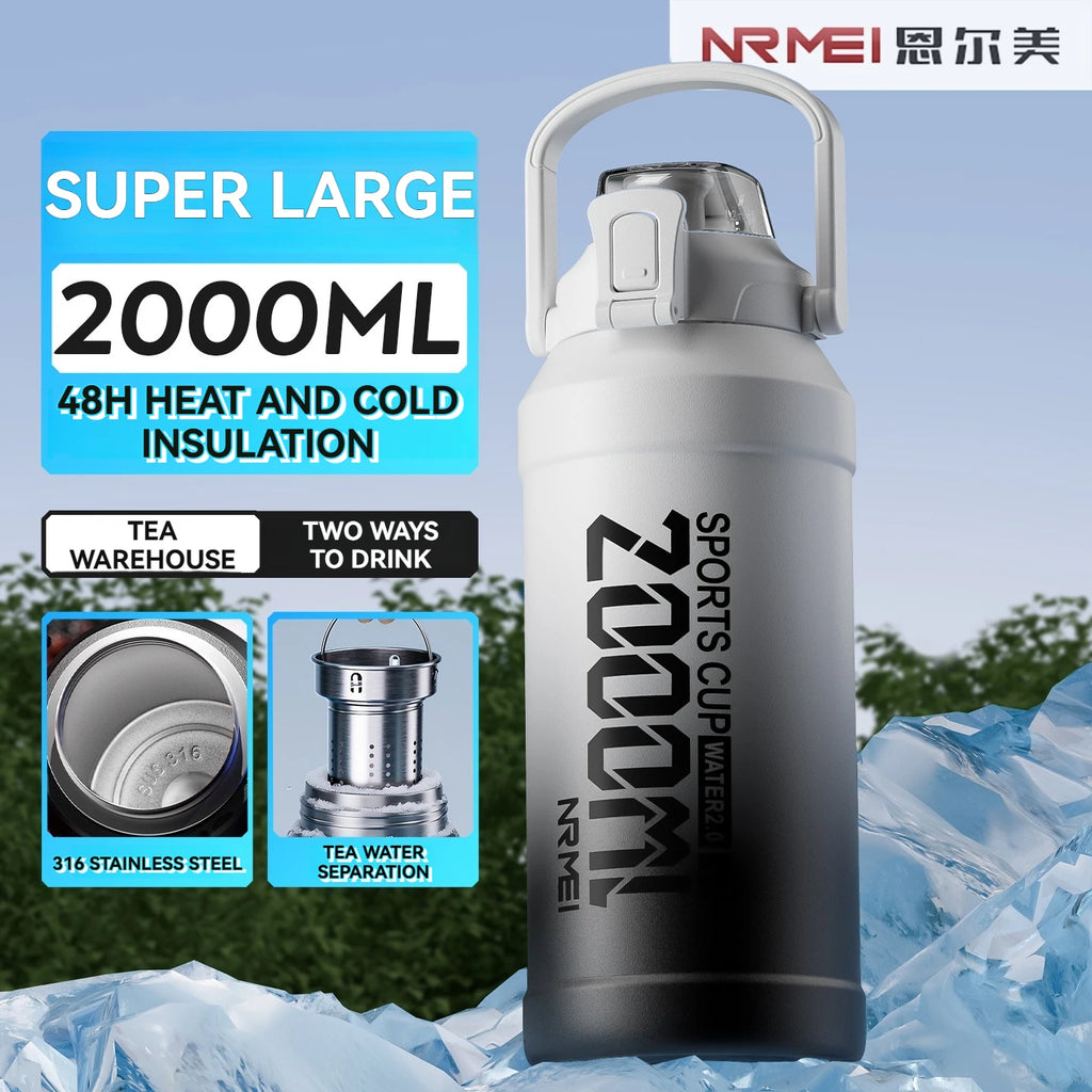 Thermos Water Bottle With Straw Handle Cup 316 Stainless Steel Flask Large Capacity Vacuum Insulated Tumbler
